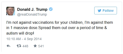 Trump is Against Vaccines-ish: So What?
