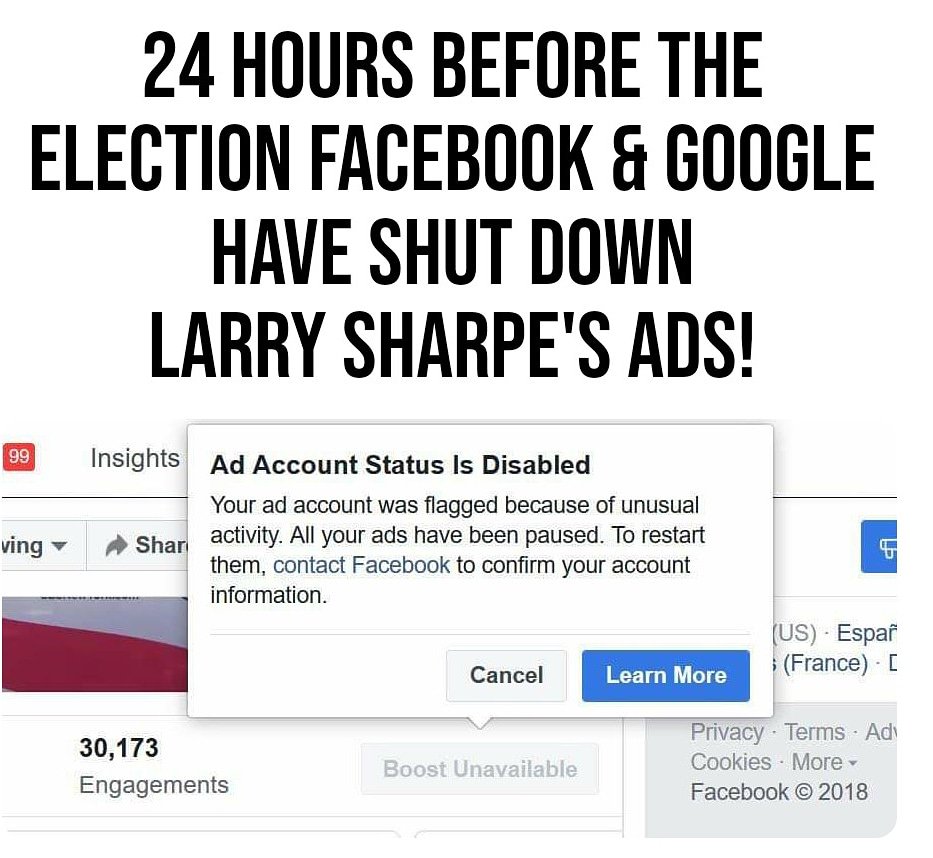 Larry Sharpe Being Suppressed on Ballot and on Facebook