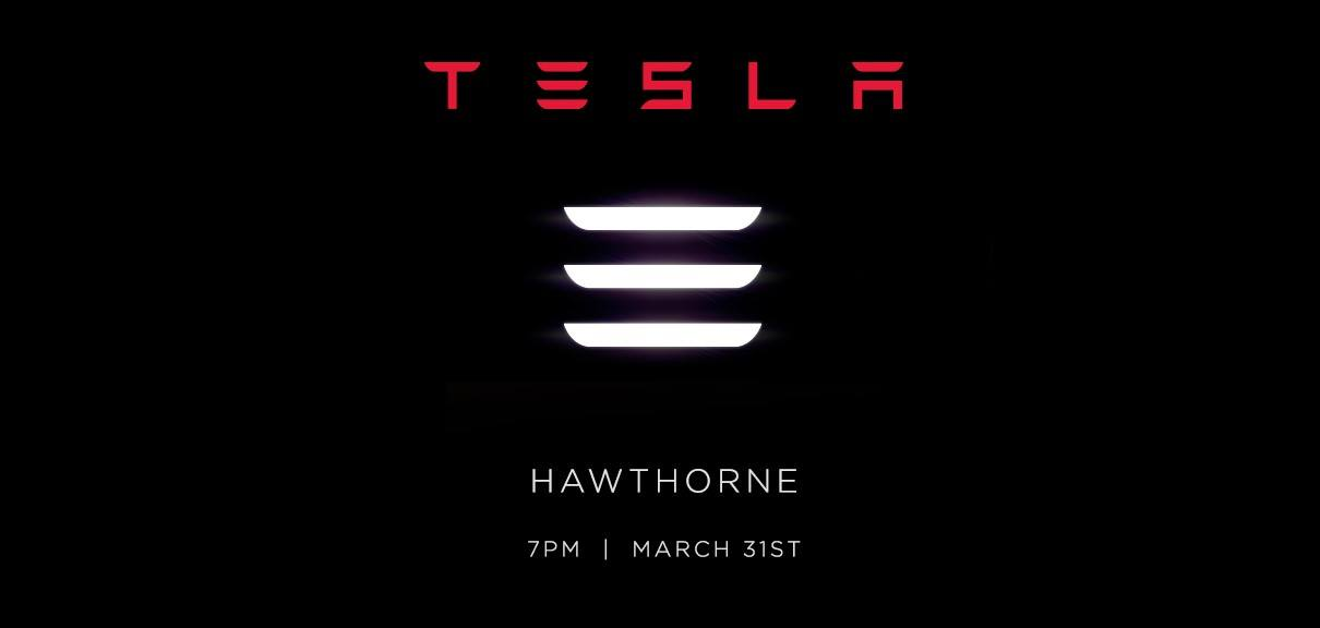 Tesla sends out official Model 3 unveiling invites with “3” stylized as 3 horizontal lines